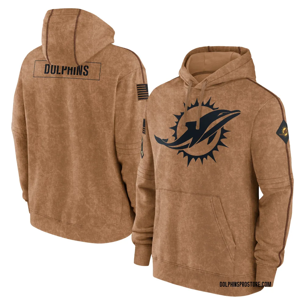 "Adult Miami Dolphins Brown 2023 Salute To Service Club Pullover Hoodie"